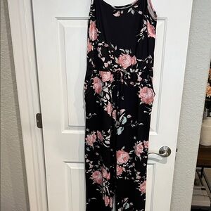 Floral Black and Pink Jumpsuit